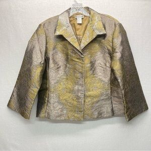 Vintage Newport News Short Brocade Jacket 16 Metallic Rosette Cluster Buttons
